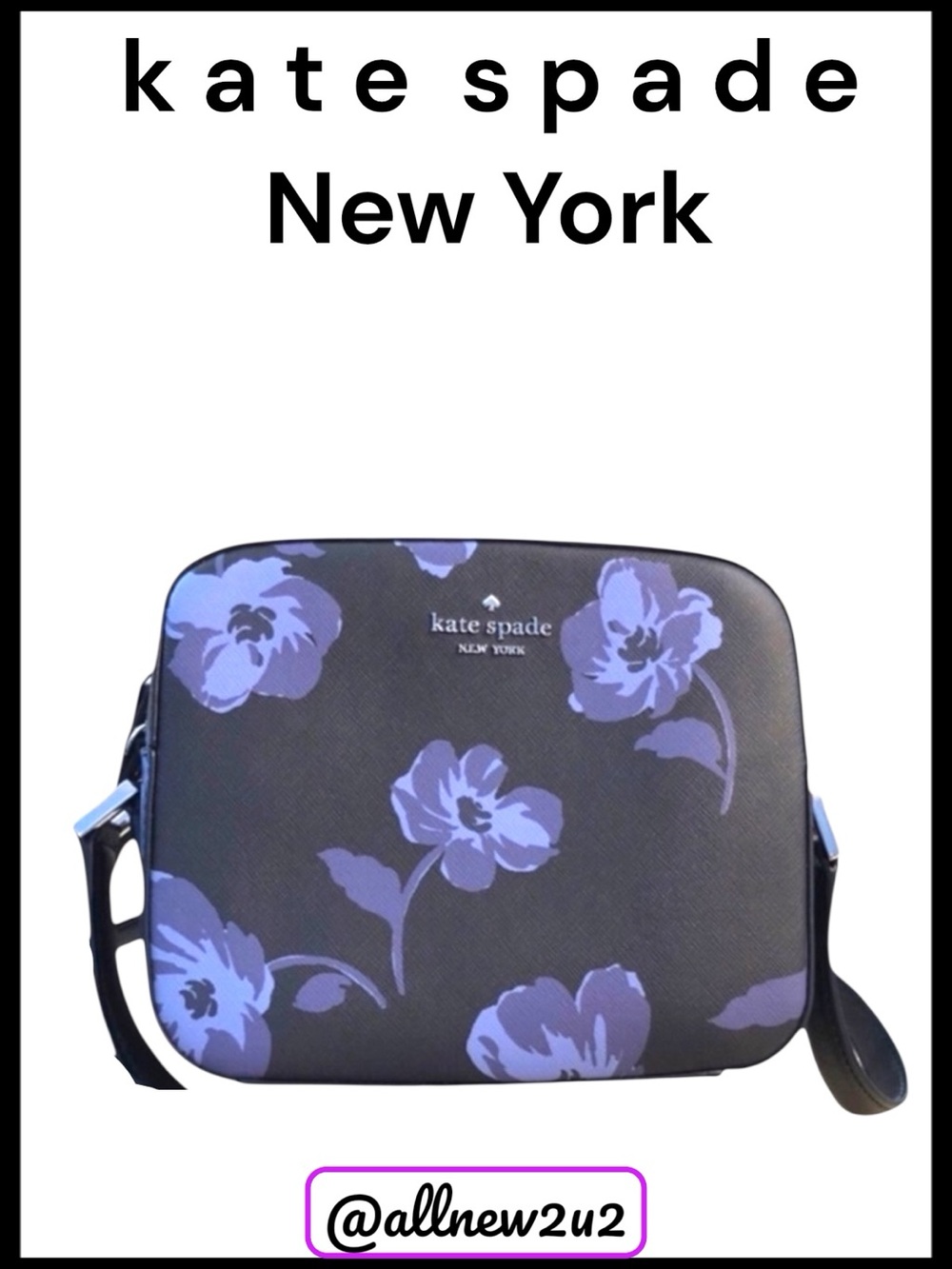 Kate Spade New York Cammie Tossed Poppies Blue Multi K4862 Crossbody Bag